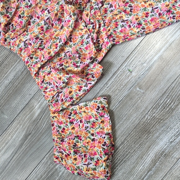 Roxy Another Day Pink and Orange Off-Shoulder Floral Romper S - Picture 2 of 9